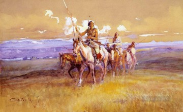  party Painting - indian party 1915 Charles Marion Russell American Indians